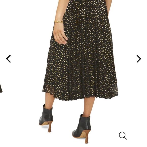 Vince Camuto Pleated Chiffon Foil Dot Maxi Skirt - Picture 4 of 10